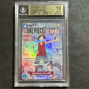 BGS 10 PRISTINE One Piece Card Monkey.D.Luffy US College Basketball Voyage Promo